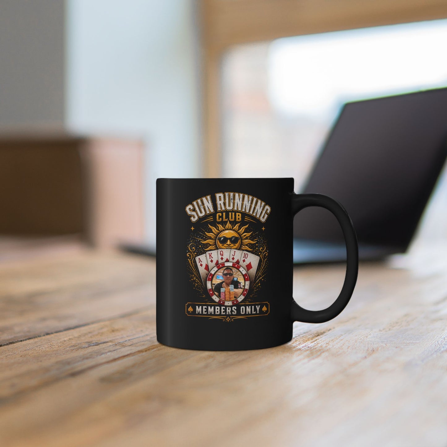 Sun Running Club Members Only Mug — Black Coffee Cup