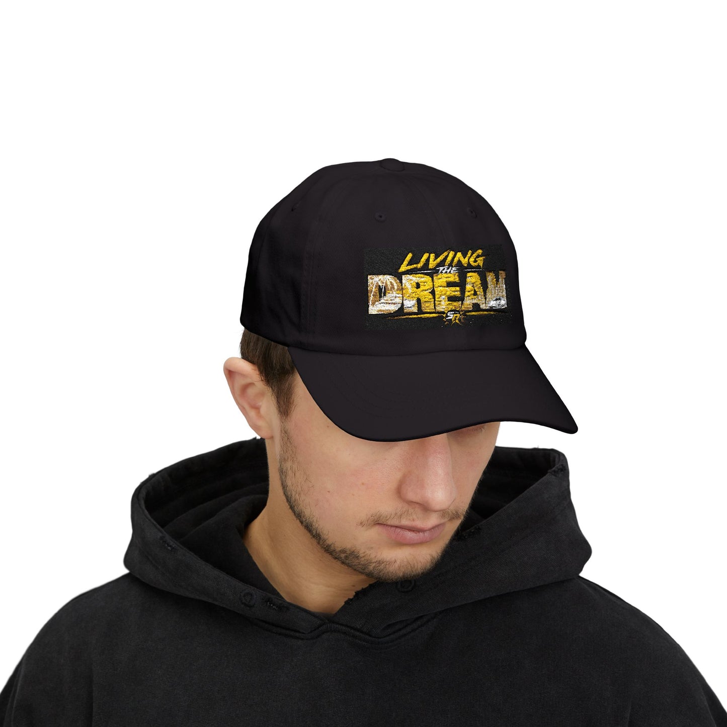 Dad Cap — "Living the Dream" Retro Pixel Logo Hat