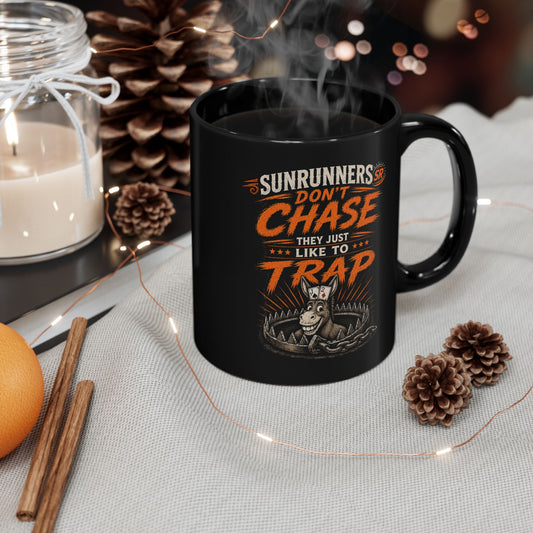 Skeleton Chains Coffee Mug – "Runners Don't Chase, They Escape" Black