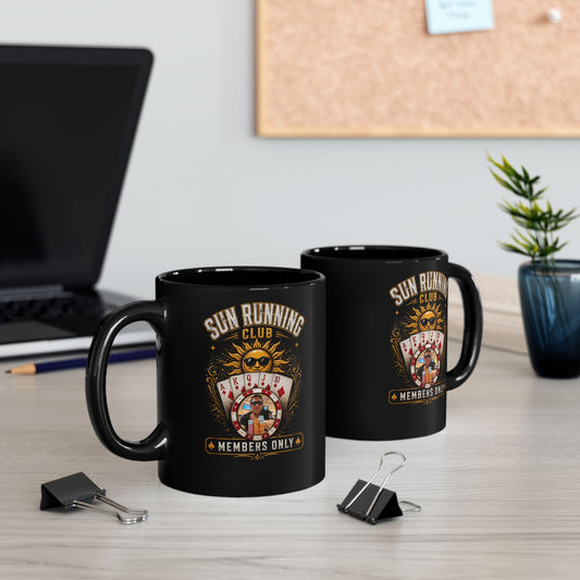 Sun Running Club Members Only Mug — Black Coffee Cup