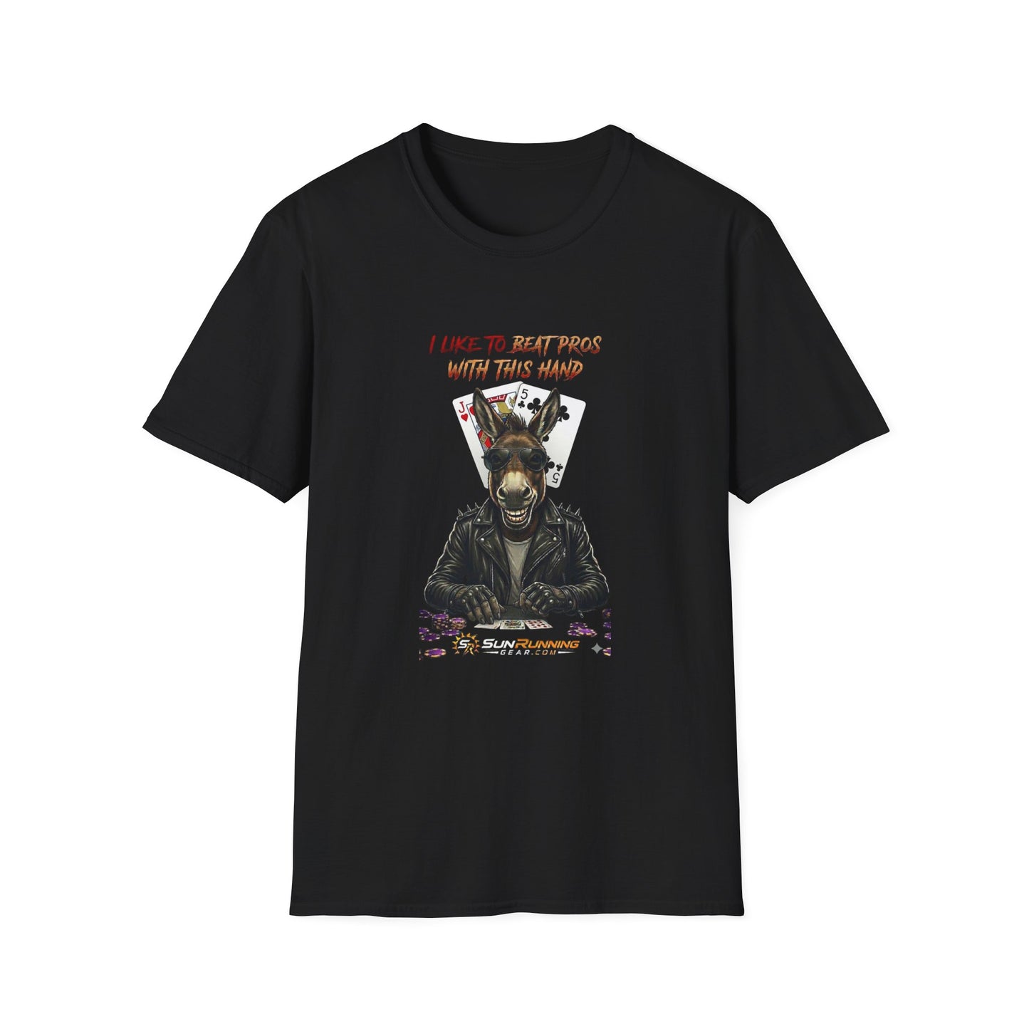 Poker Donkey T-Shirt - "I Like to Beat People With This Hand" Novelty Graphic Tee