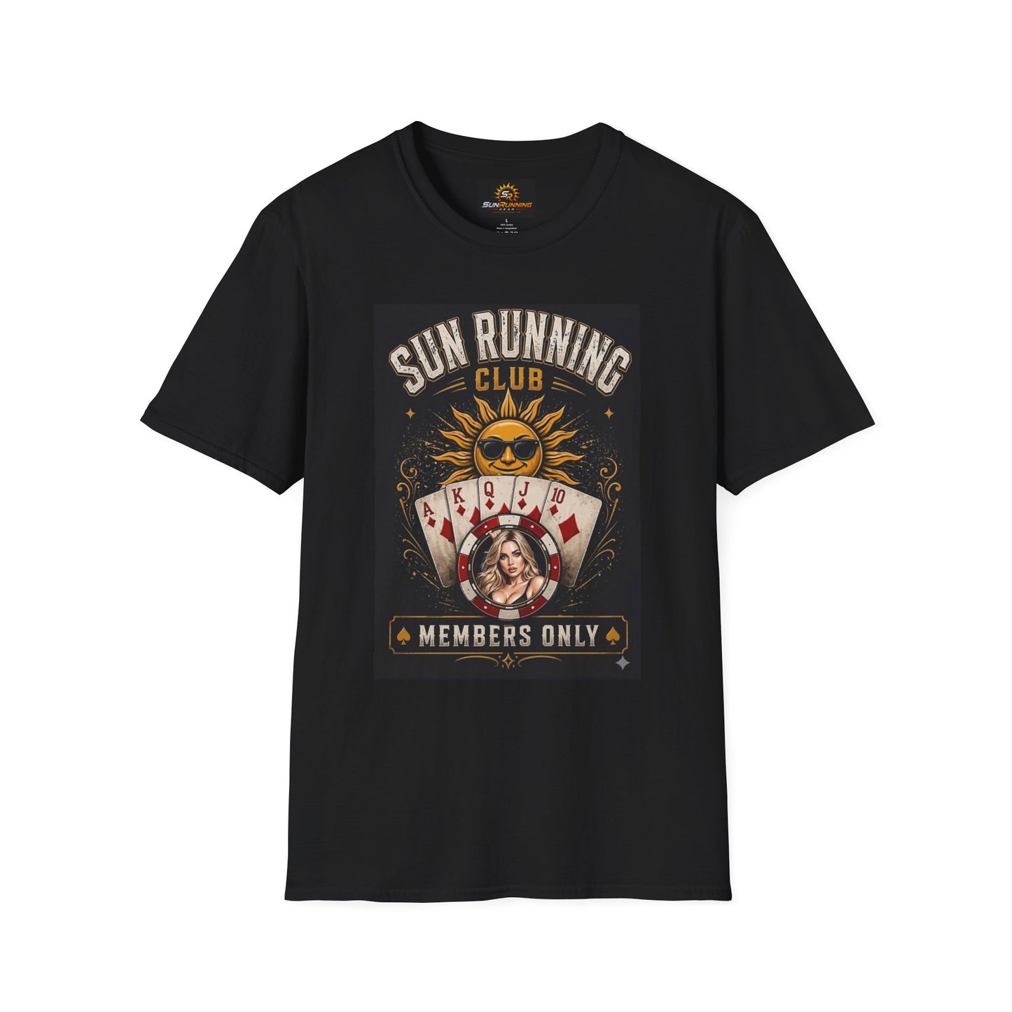 Sun Running Club T-Shirt — "Members Only" Vintage Sun & Cards Graphic Tee