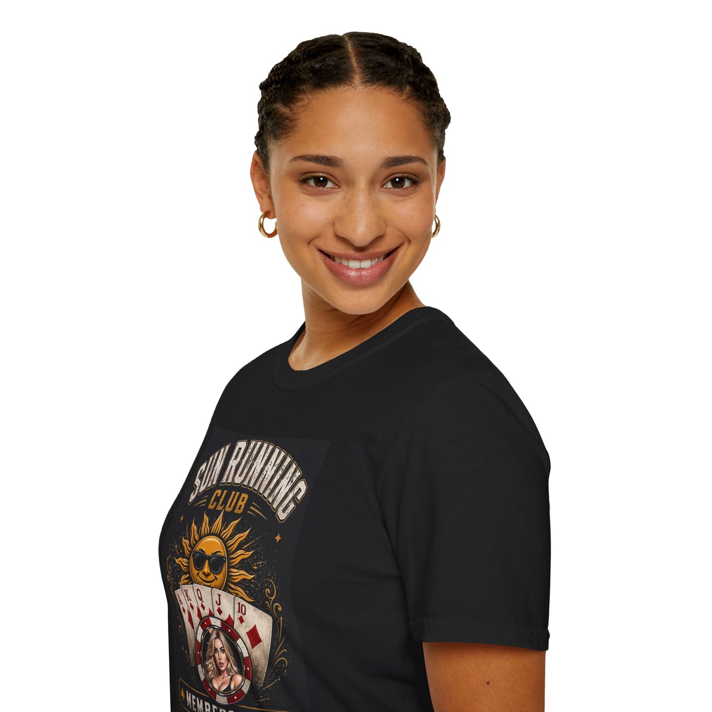 Sun Running Club T-Shirt — "Members Only" Vintage Sun & Cards Graphic Tee