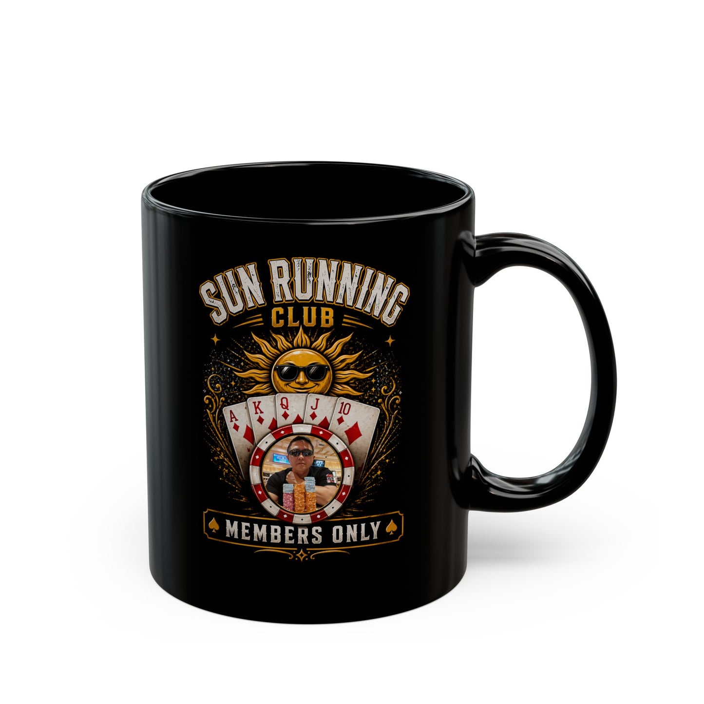 Sun Running Club Members Only Mug — Black Coffee Cup