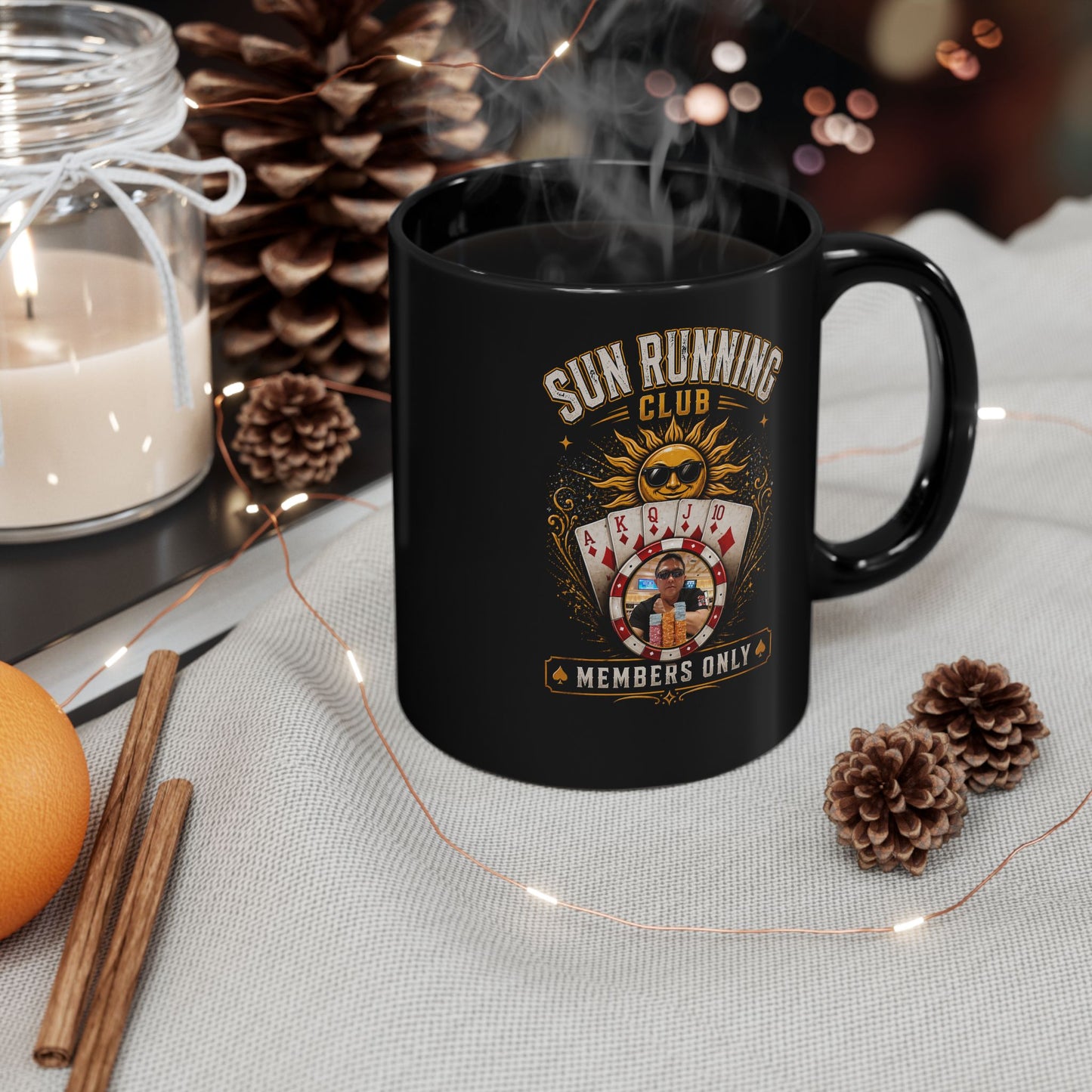 Sun Running Club Members Only Mug — Black Coffee Cup