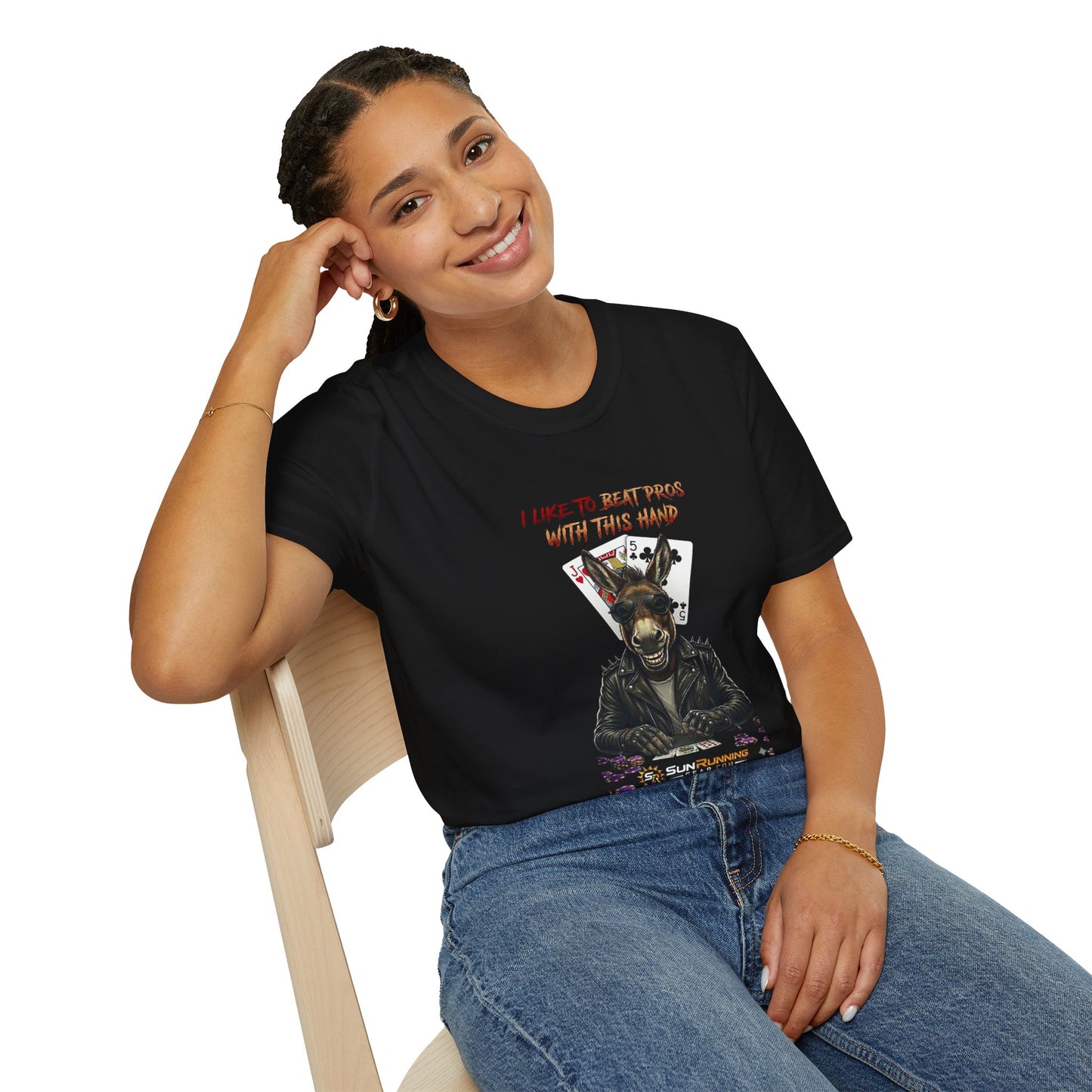 Poker Donkey T-Shirt - "I Like to Beat People With This Hand" Novelty Graphic Tee