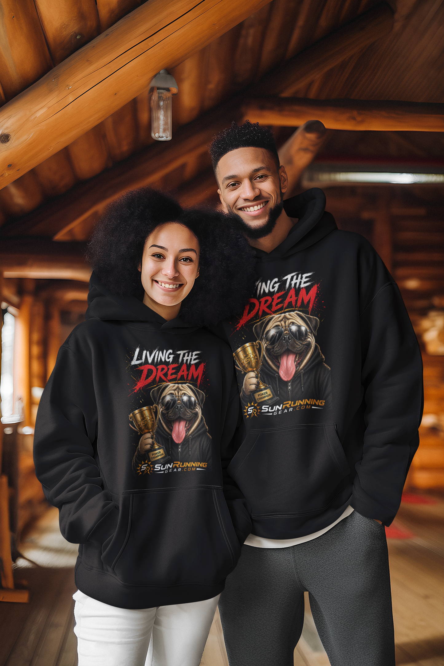 Hoodie — Live Your Dream Pug Trophy Graphic Hoodie