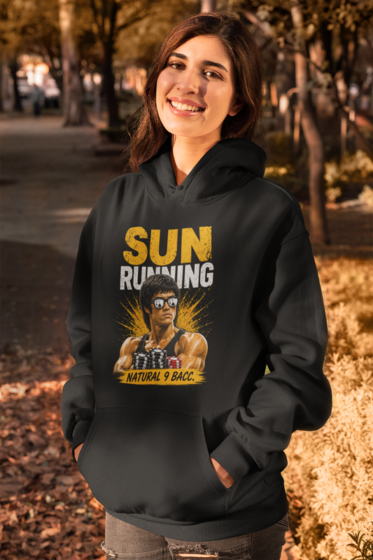 Running Sun Hoodie — Retro Runner Graphic Pullover