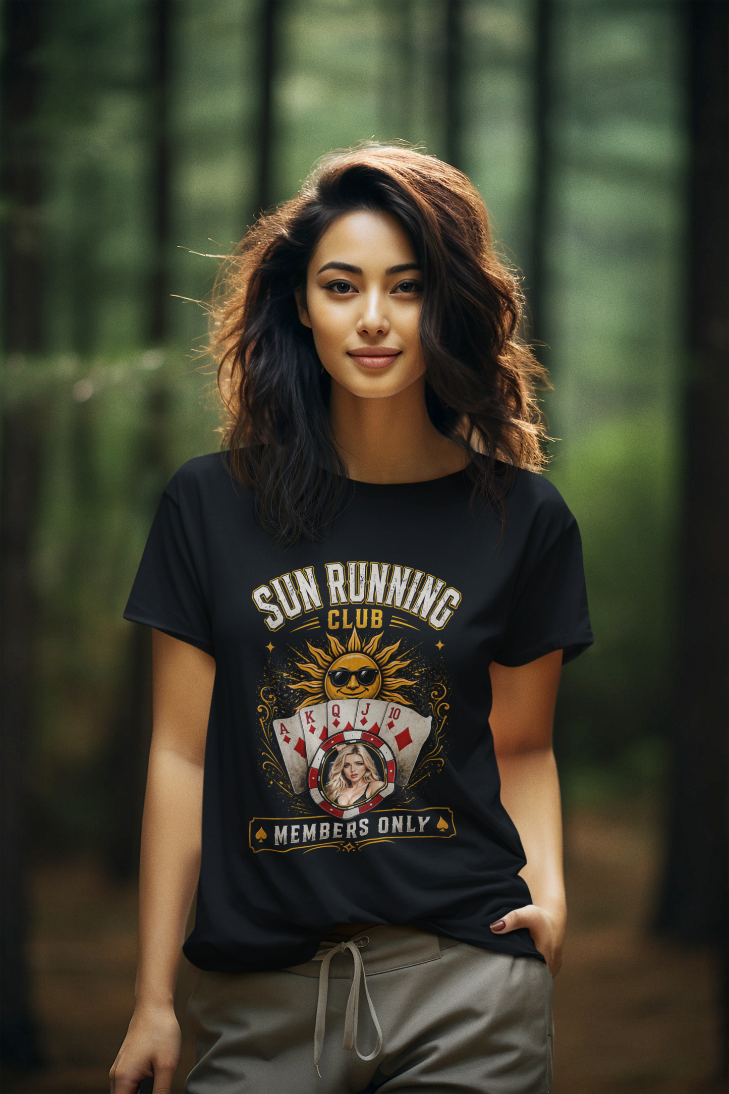 Sun Running Club T-Shirt — "Members Only" Vintage Sun & Cards Graphic Tee