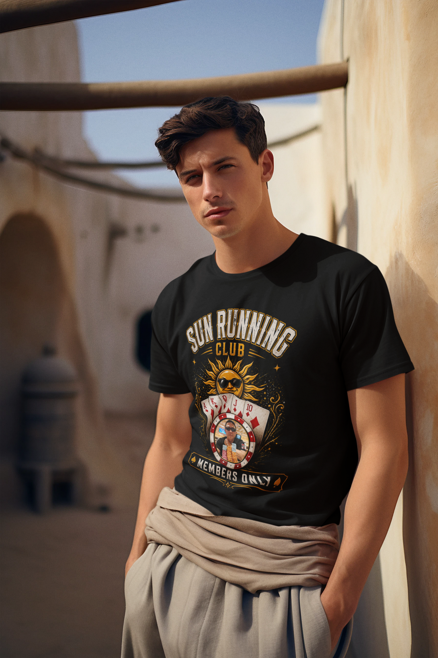 'Members Only' Retro Sun & Poker Graphic Tee
