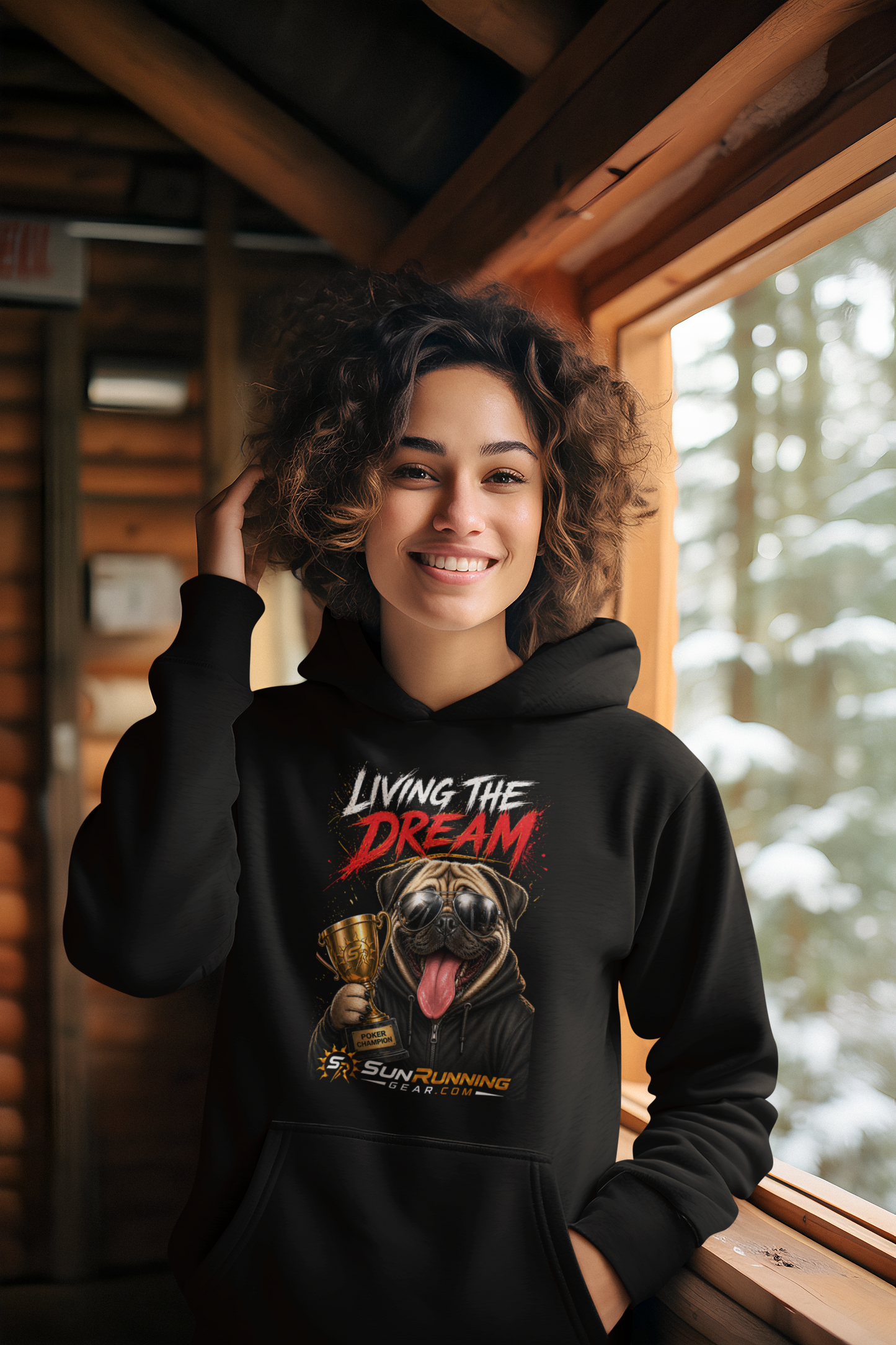 Hoodie — Live Your Dream Pug Trophy Graphic Hoodie
